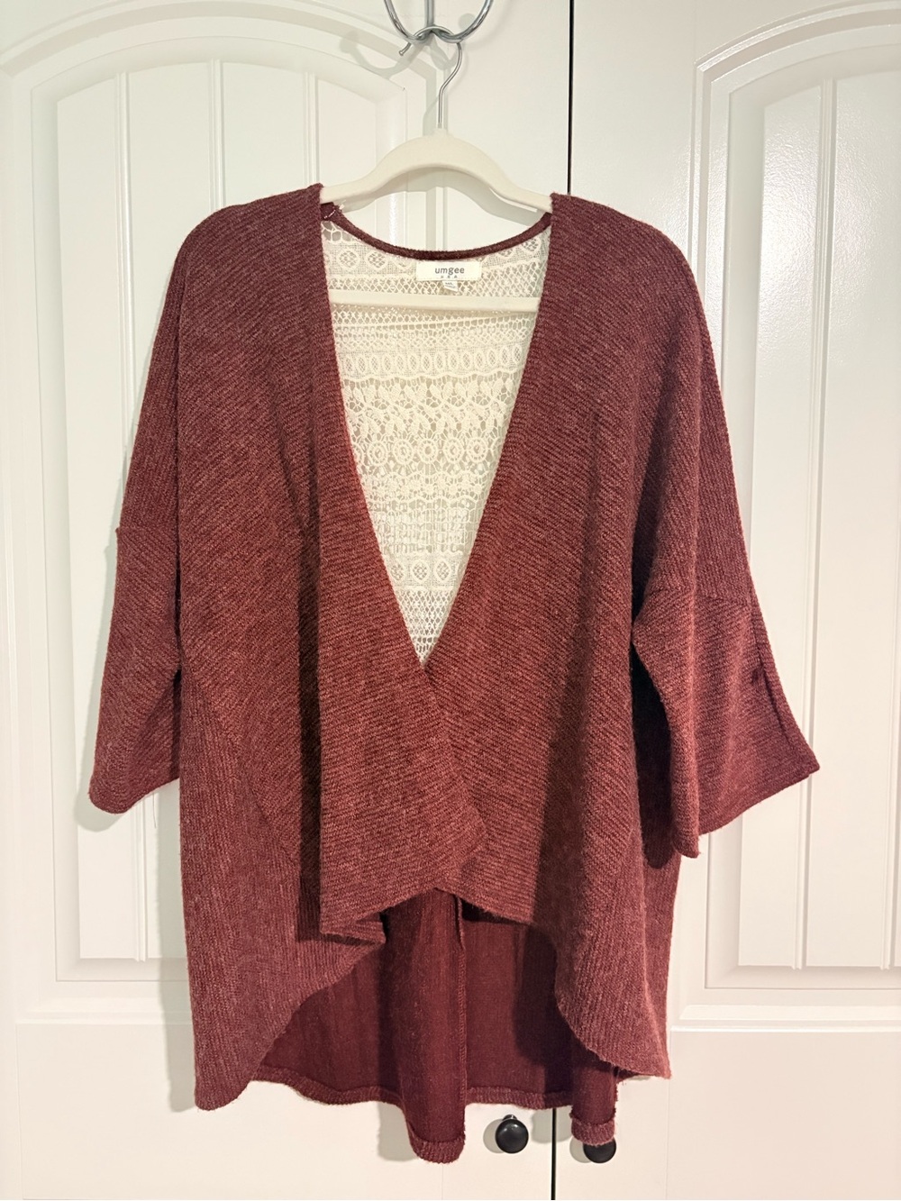 Umgee Rust Open-Front V Sweater Cardigan